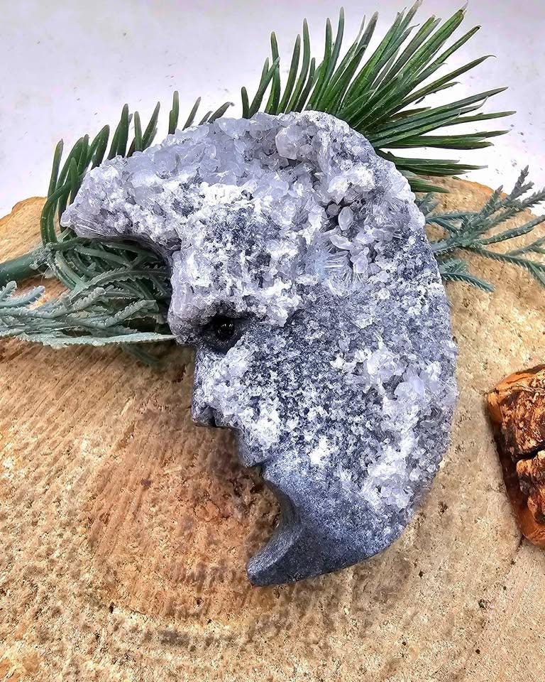 Nature Purple Fluorite Crescent Moon Decor