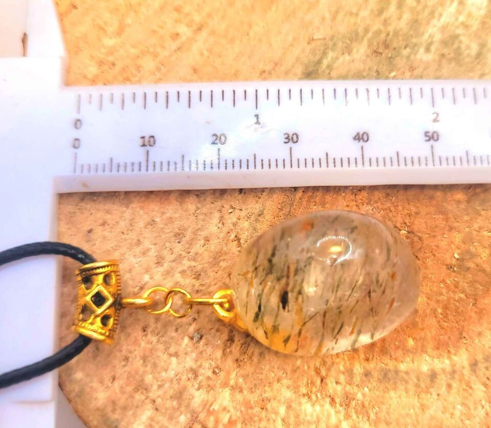 Beautiful Nature Rutilated Big Polished Stone Pendant Necklace