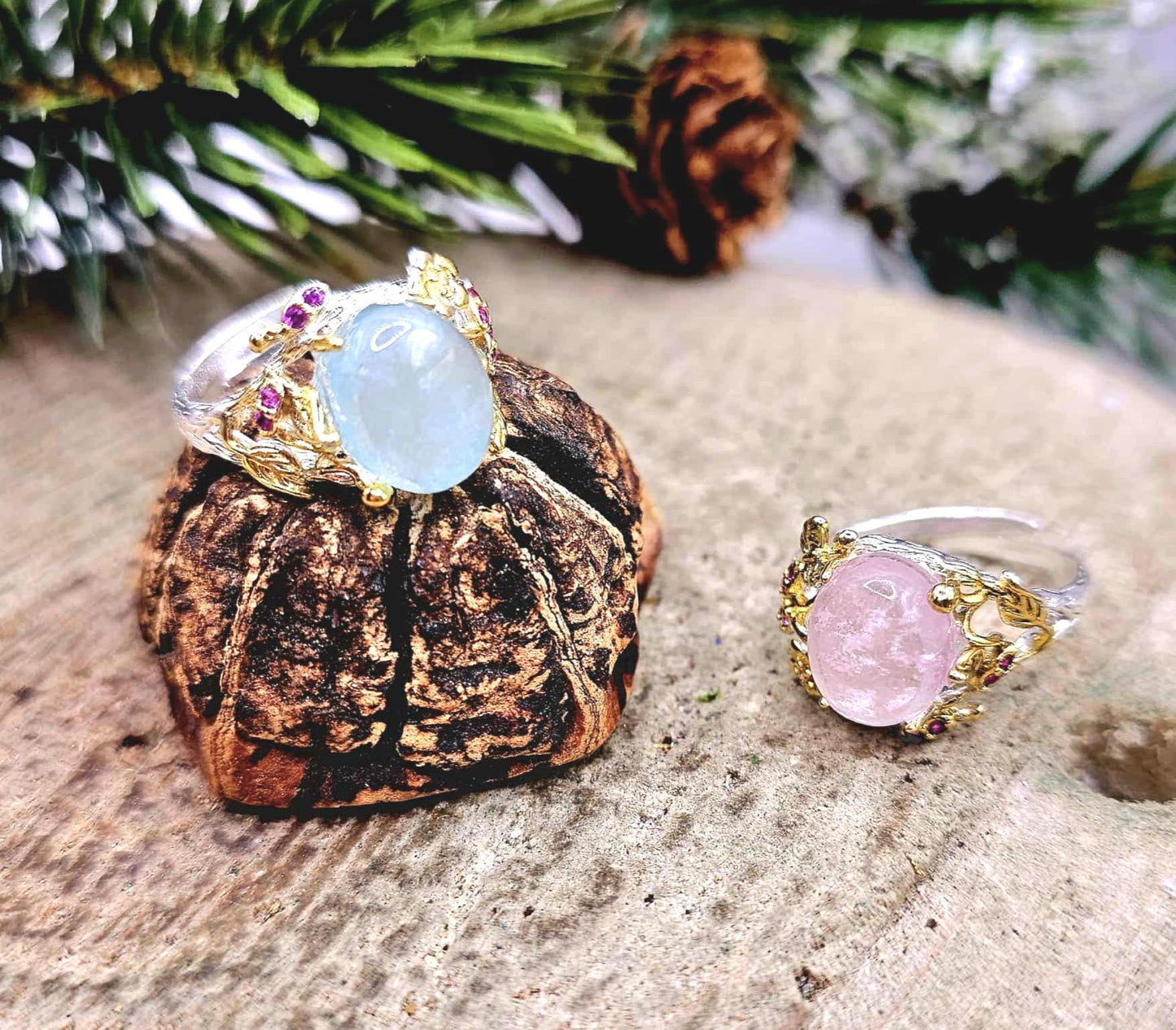 Nature Morganite Stone Adjustable Ring