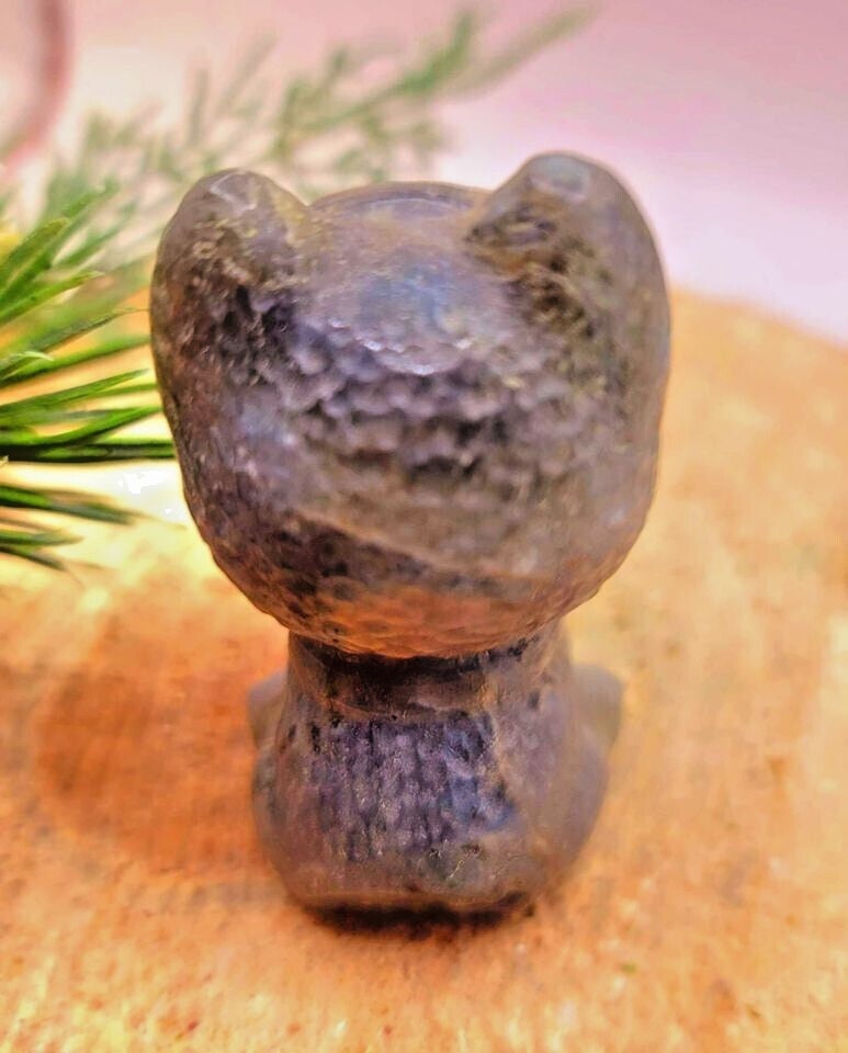 Adorable Nature Labradorite Hand Carved Happy Dog Big Figure