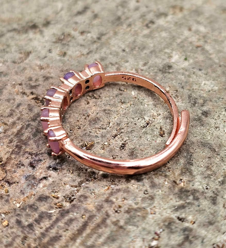 Nature Sugilite Rose Gold Tone Adjustable Ring