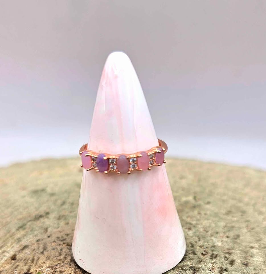 Nature Sugilite Rose Gold Tone Adjustable Ring