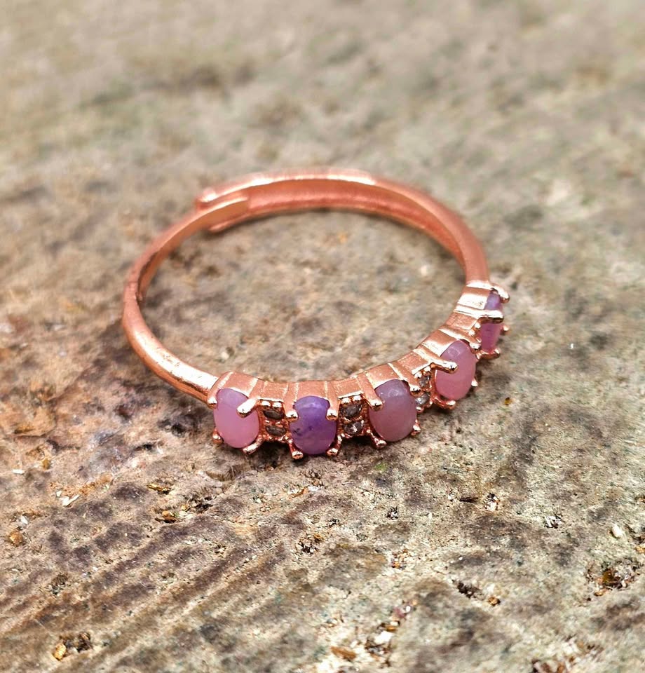 Nature Sugilite Rose Gold Tone Adjustable Ring