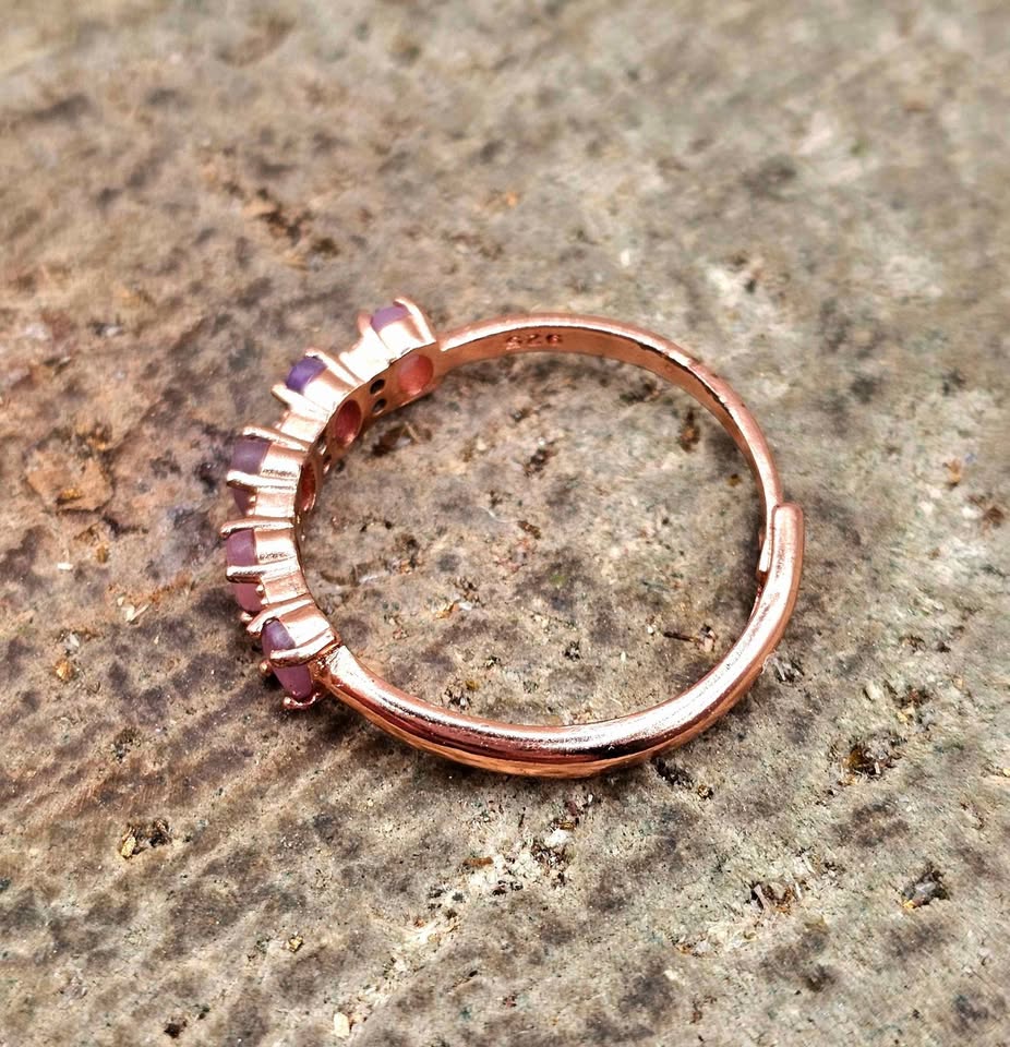 Nature Sugilite Rose Gold Tone Adjustable Ring