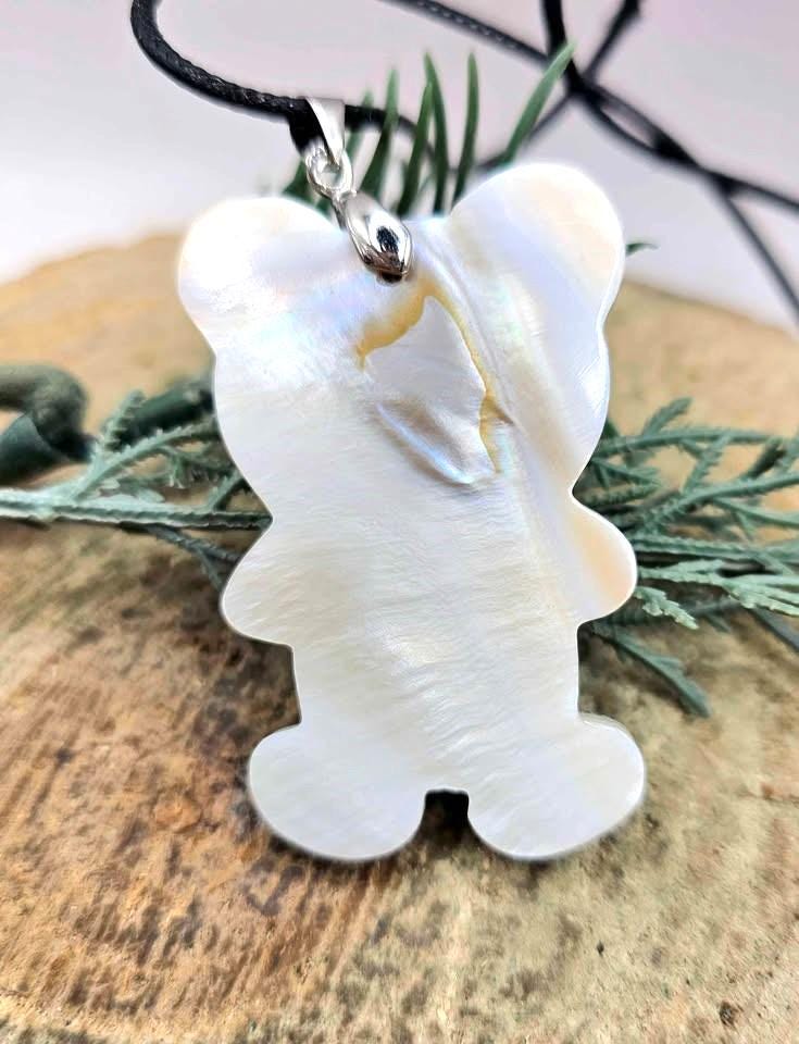 Adorable Nature Abalone Shell Cute Panda Pendant Necklace