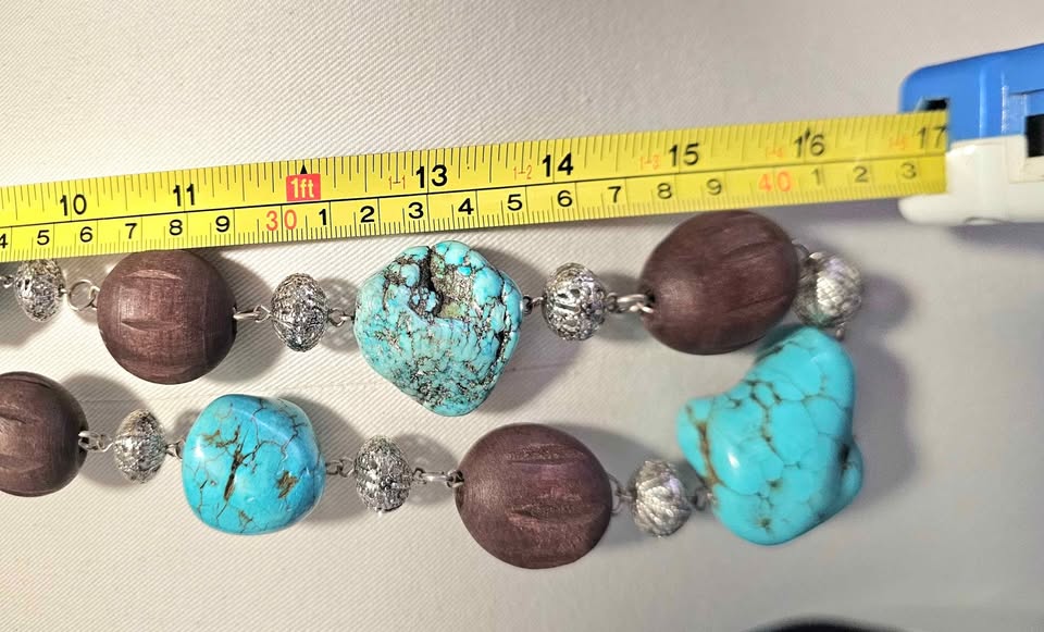Boho South West Chucky Howlite Wood Beads Necklace