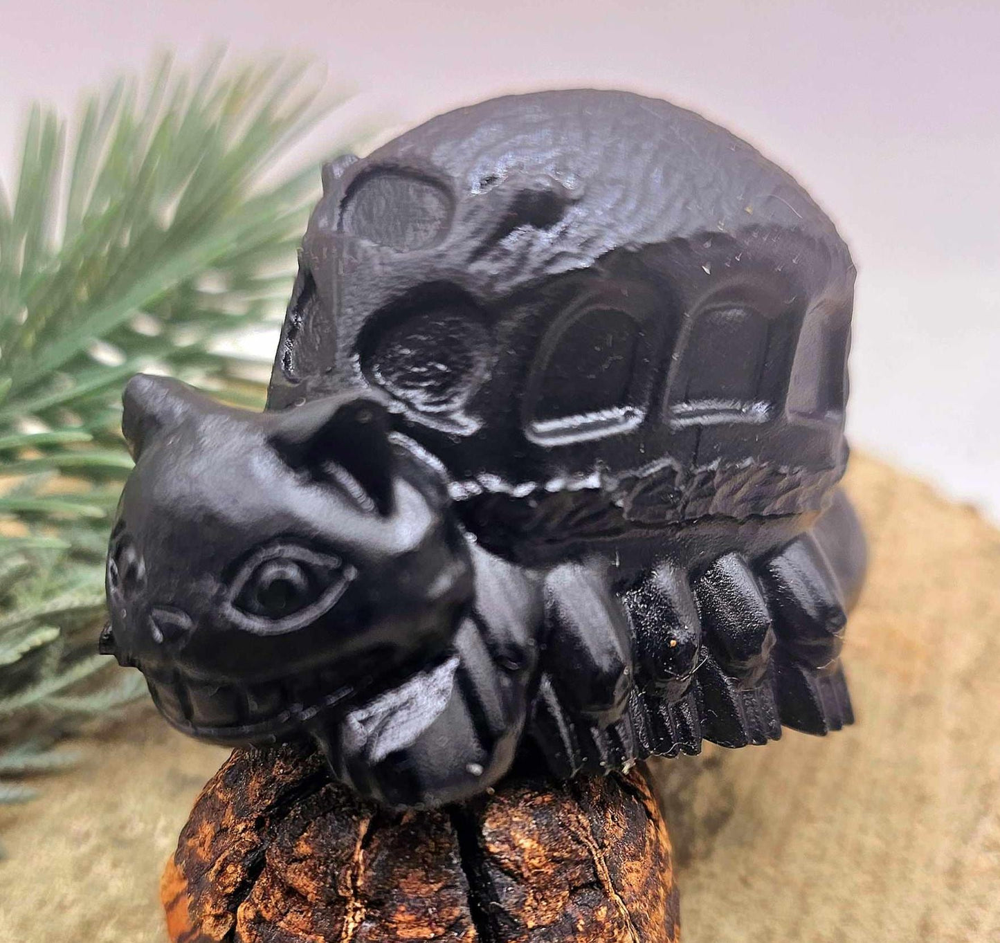 Nature Obsidian Hand Carved Totoro Decor Figure