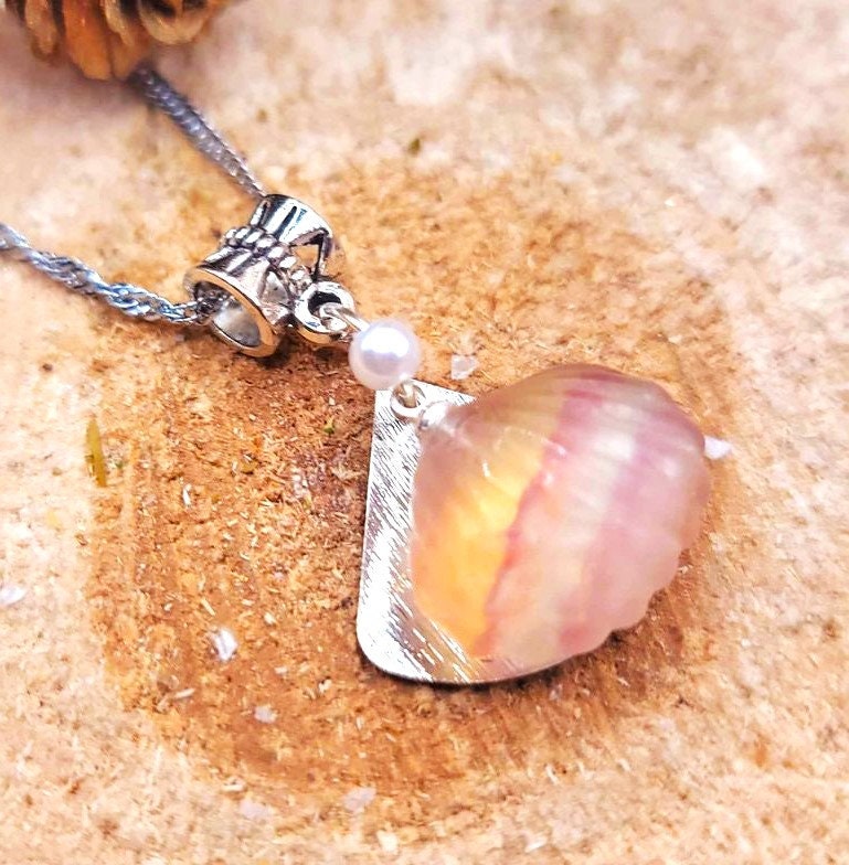 Nature Rainbow Fluorite Shell With Star Pendant Necklace