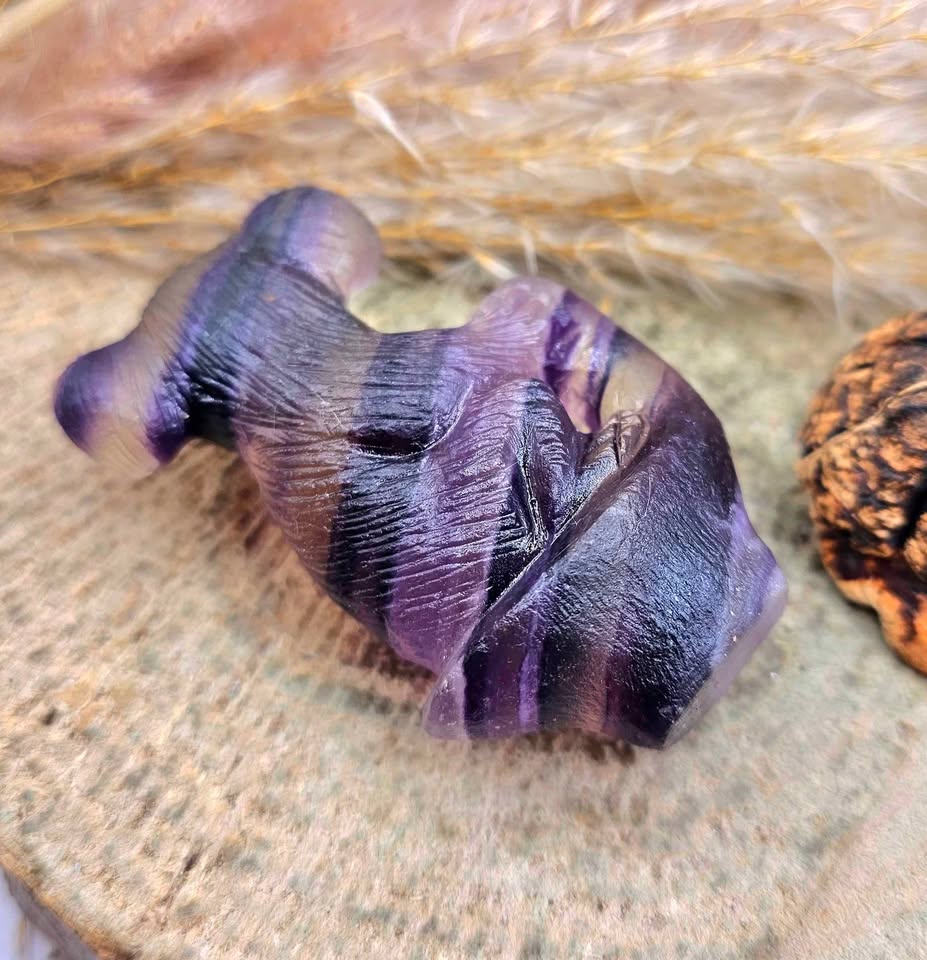 Nature Rainbow Fluorite Hand Carved 2.5"Koala Figure