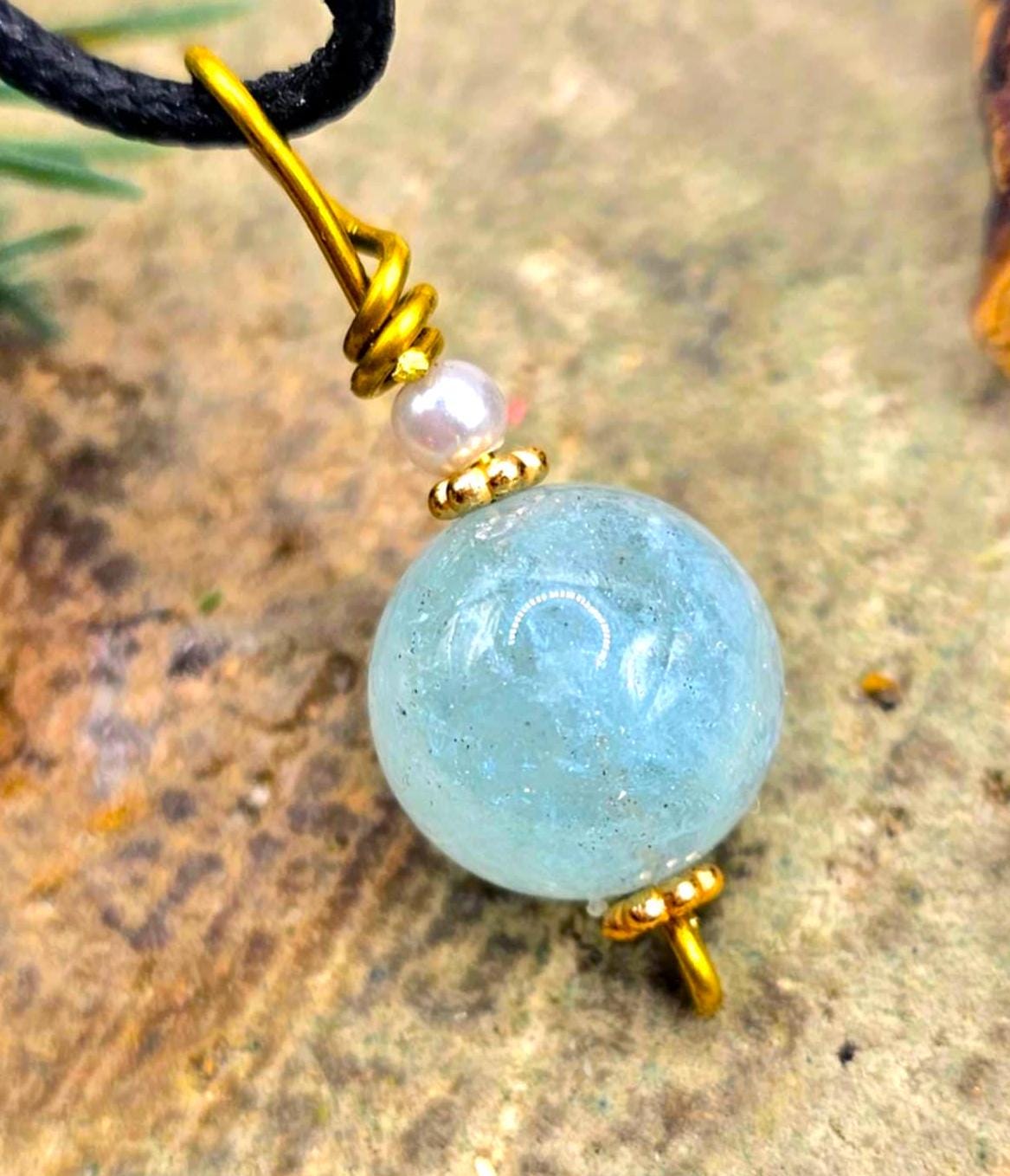 Nature Morganite Big Round Bead Pendant Necklace