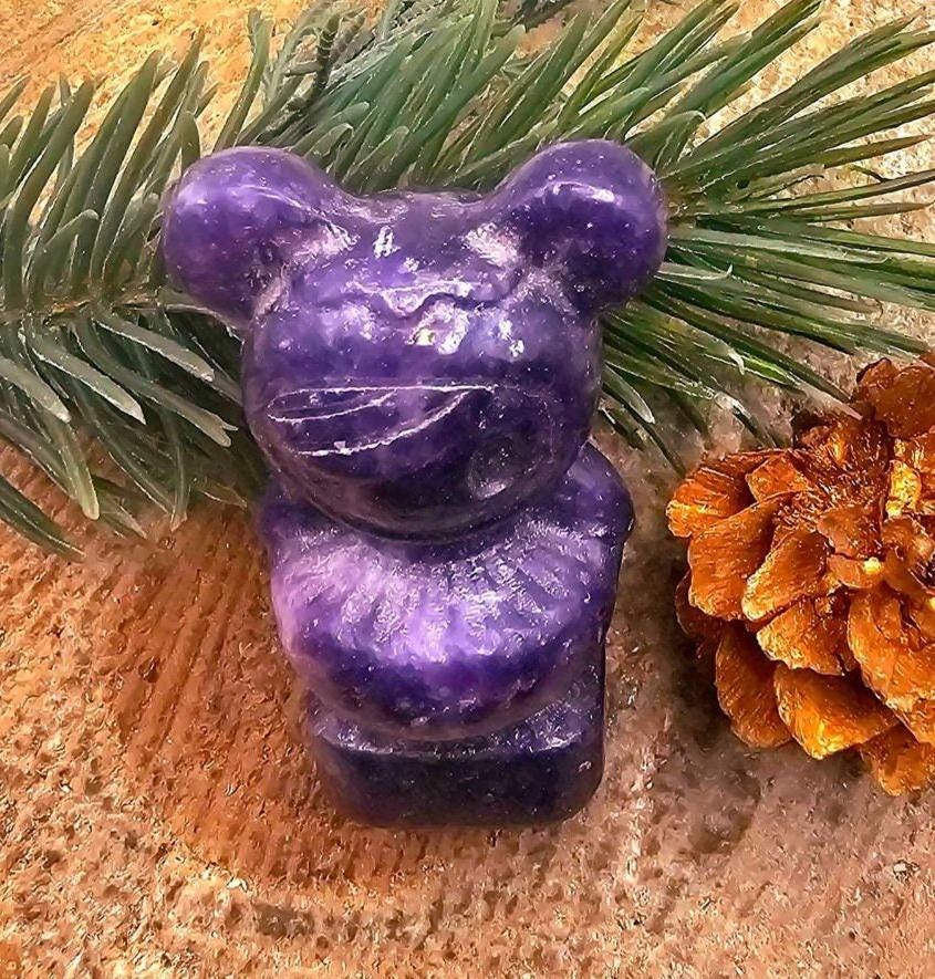 Nature Purple Lilacs Stone Hand Carved Cute Girl 2" Decor Figure