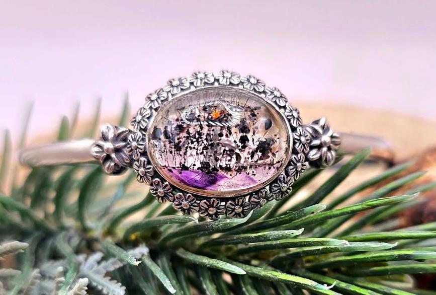 Nature Black Super Seven Crystal Sterling Silver S925 Bangle