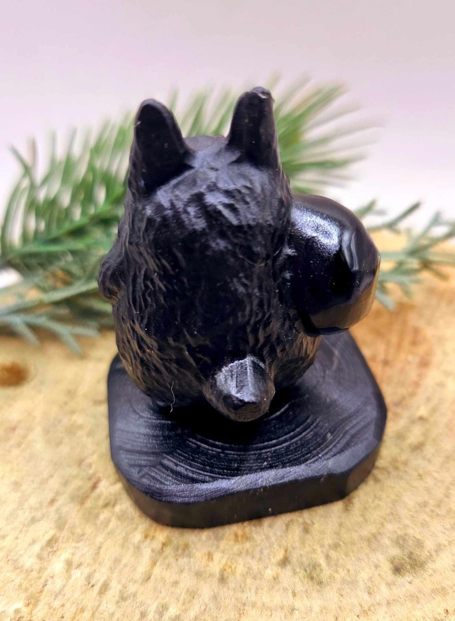 Nature Obsidian Hand Carved Totoro Decor Figure