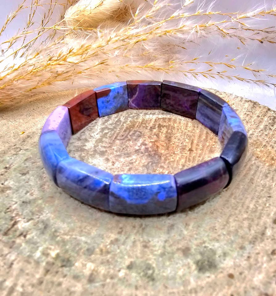 Genuine Nature Sugilite Rectangular Curved Bead Bracelet