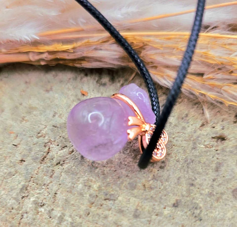 Nature Lavender Amethyst Coin Purse Pendant Necklace
