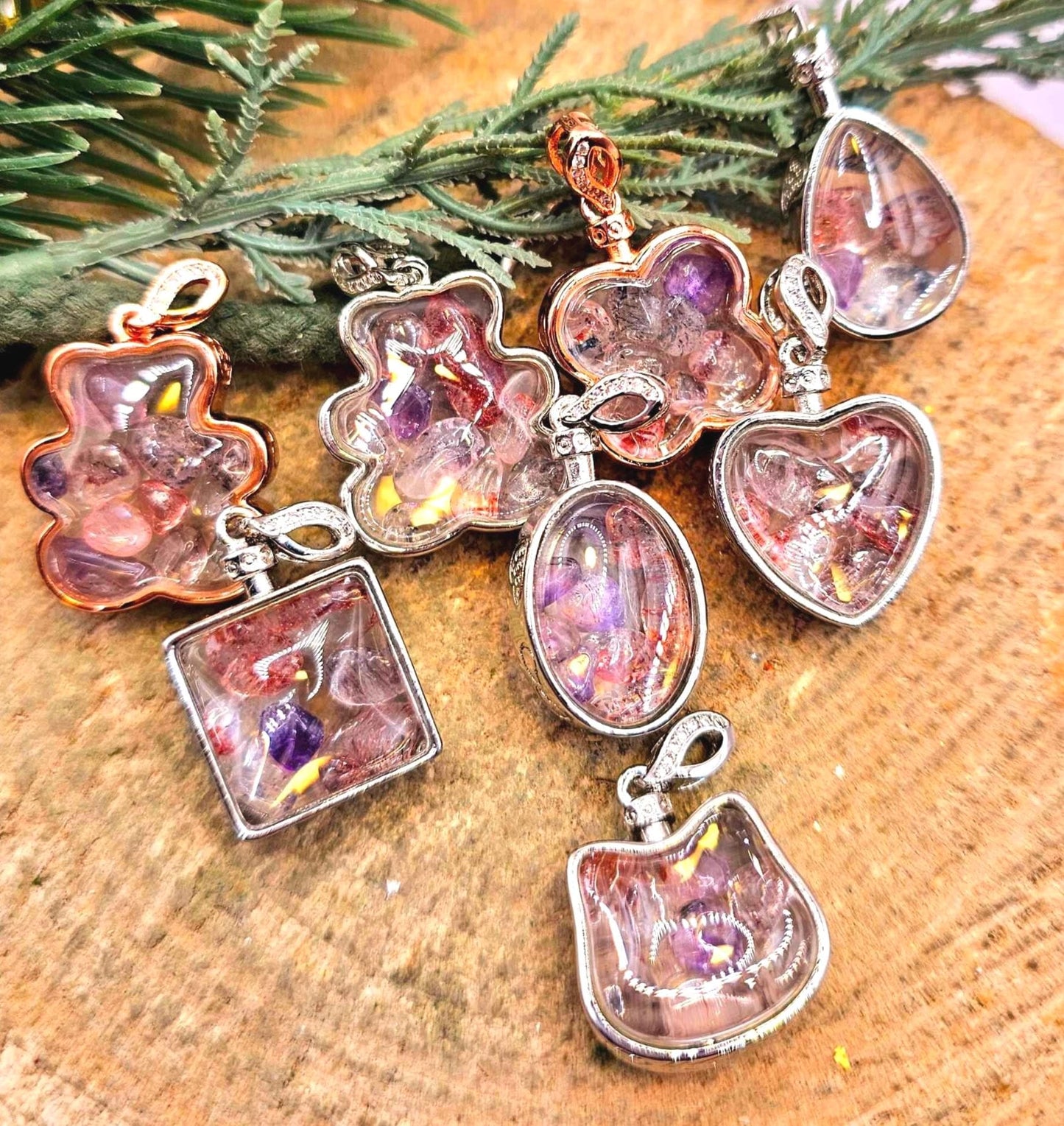 Nature Super Seven Floating Crystals Pendant Necklace