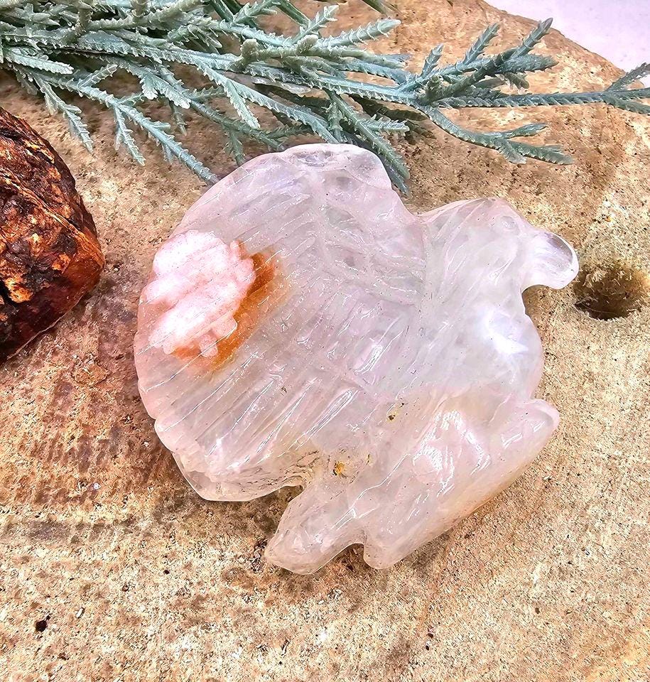 Nature Golden Healer Quartz Carved Flying Eagle Decor Figure