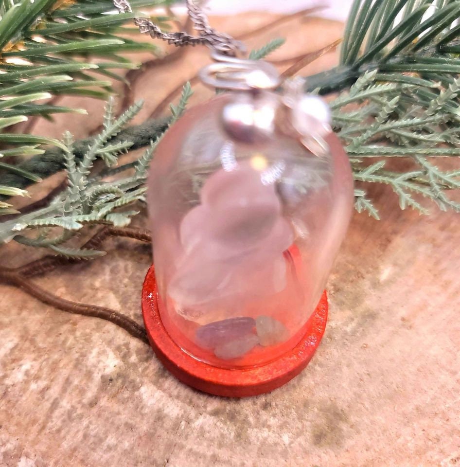 Beautiful Nature Clear Quartz Fairy Inside A Jar Pendant Necklace