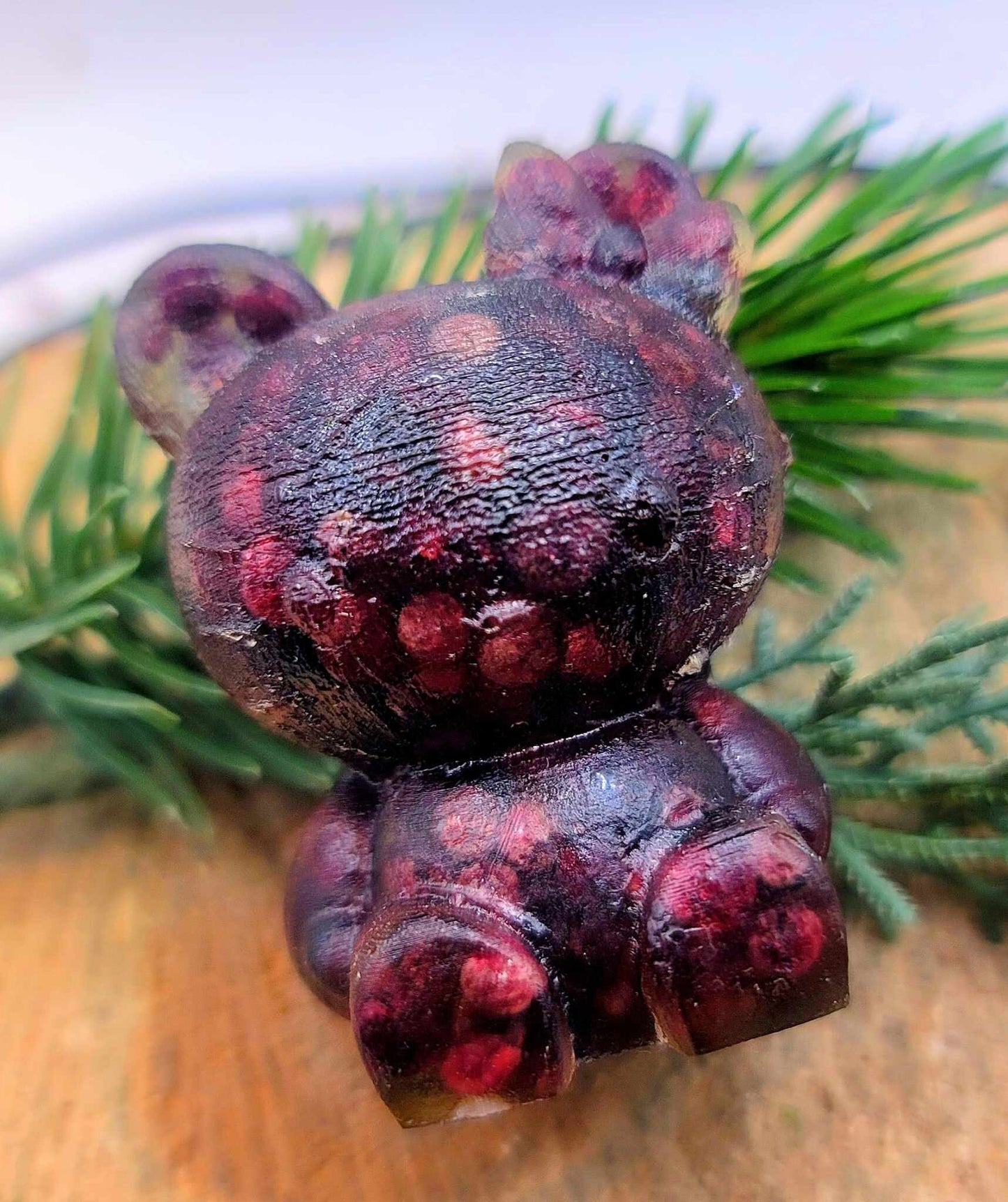 Adorable Nature Red Garnet Chips Filled Resin Sitting Kitty Cat Decor Figure