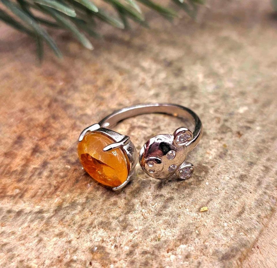 Nature Golden Healer Cute Pig Open Ring