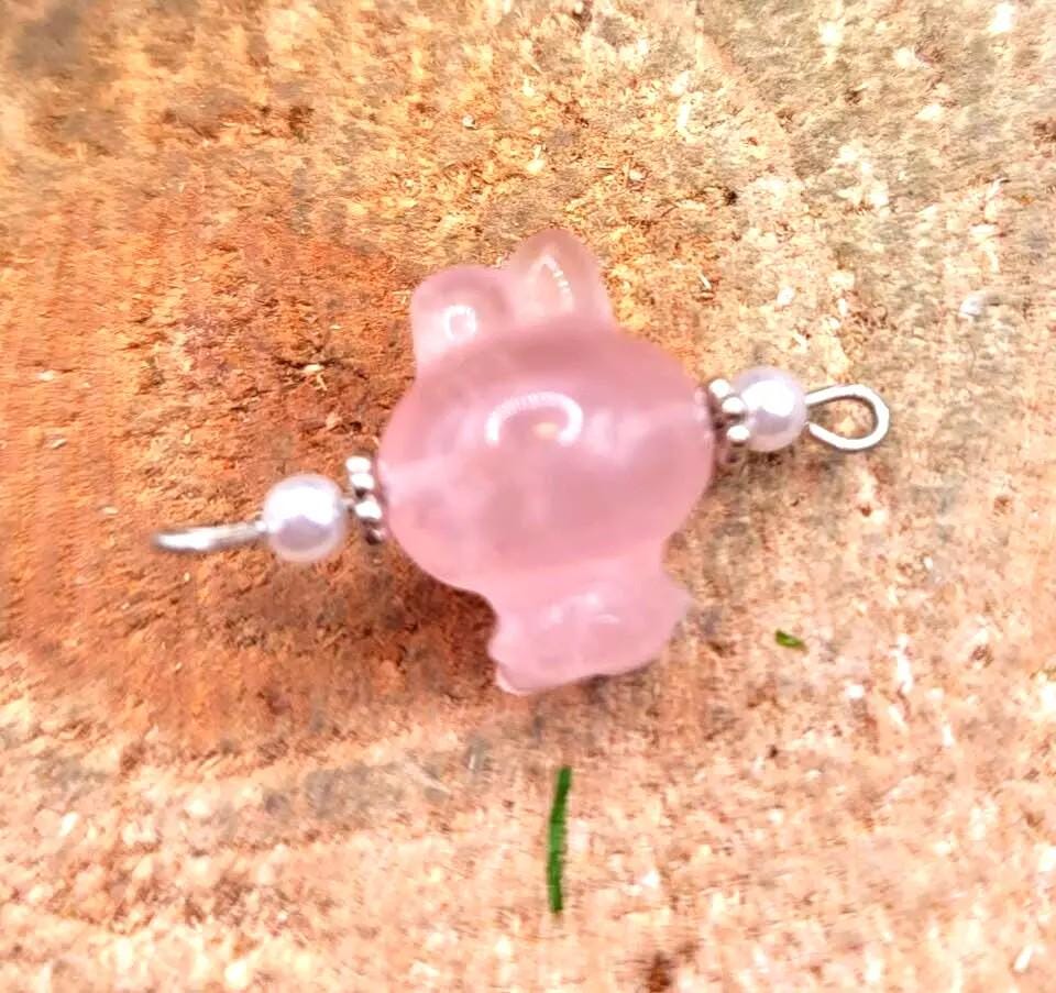 Nature Rose Quartz Carved Melody Pendant Necklace