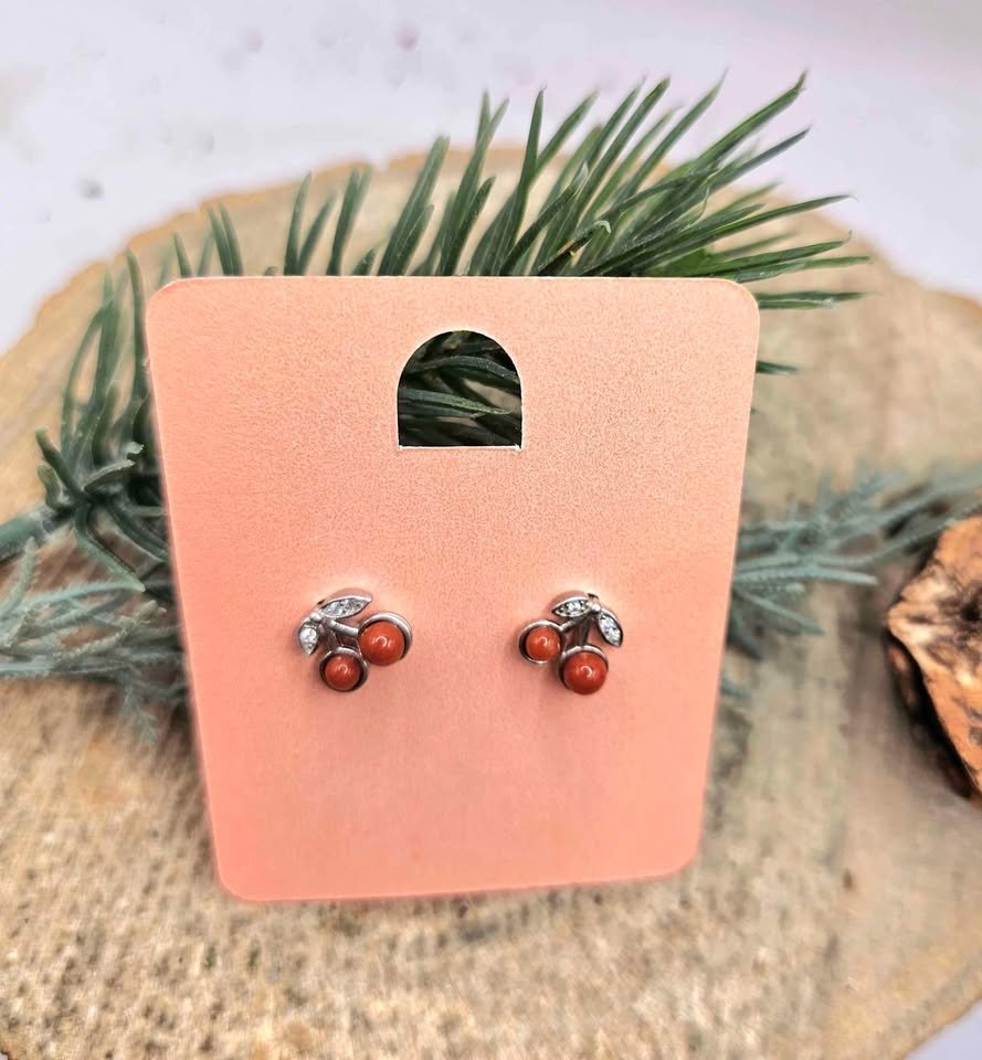 Cherry Ear Stud – Natural South Red Agate