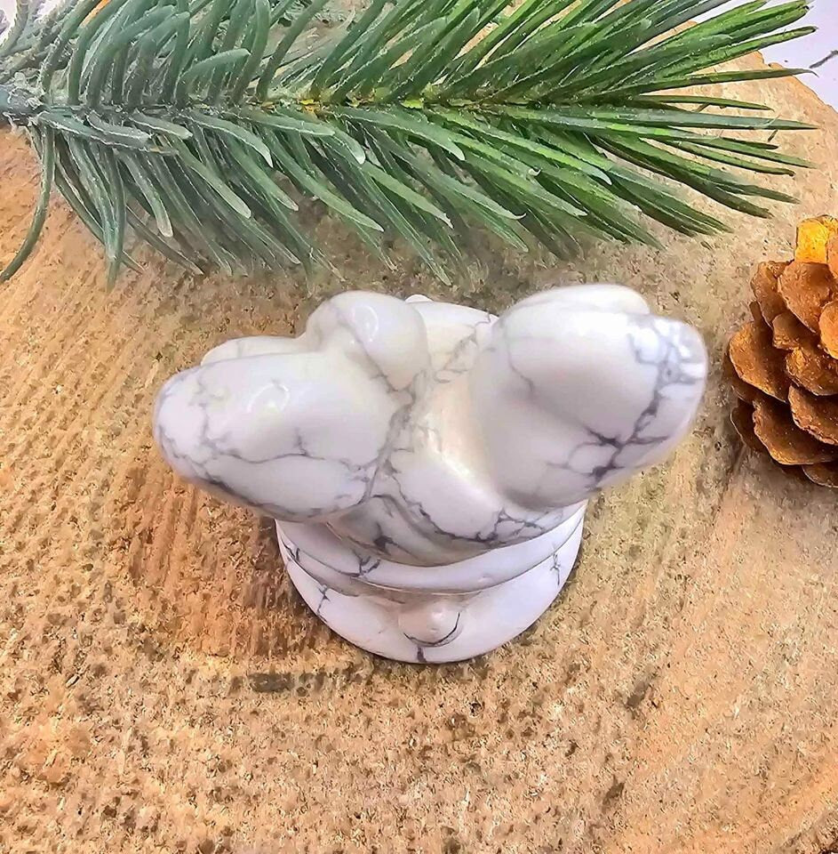 Adorable Nature Howlite Hand Carved Forest Spirit Decor Figure