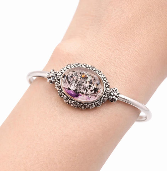 Nature Black Super Seven Crystal Sterling Silver S925 Bangle