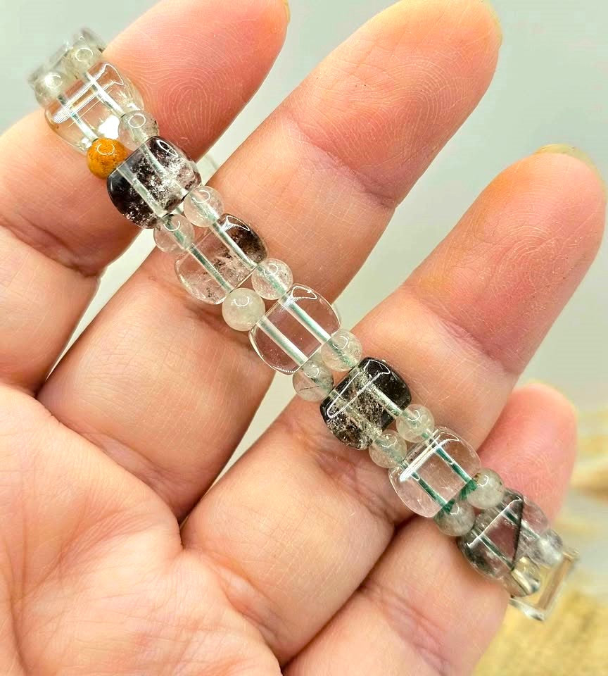 Nature Garden Quartz Oblong Tile Beads Bracelet