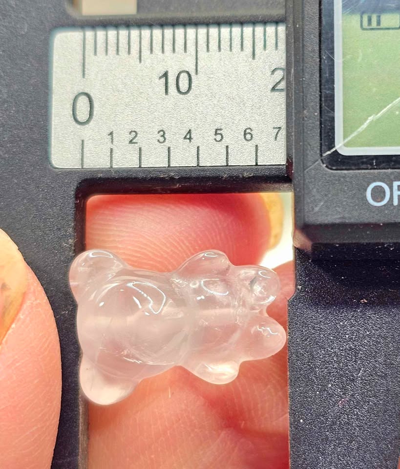 Nature Rose Quartz Carved Bear Ear Stud