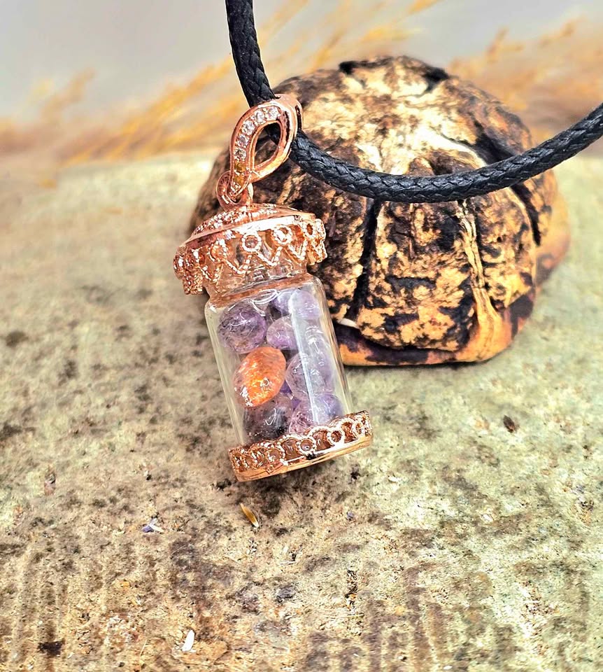 Nature Super Seven Crystal Chips Bottle Pendant Necklace