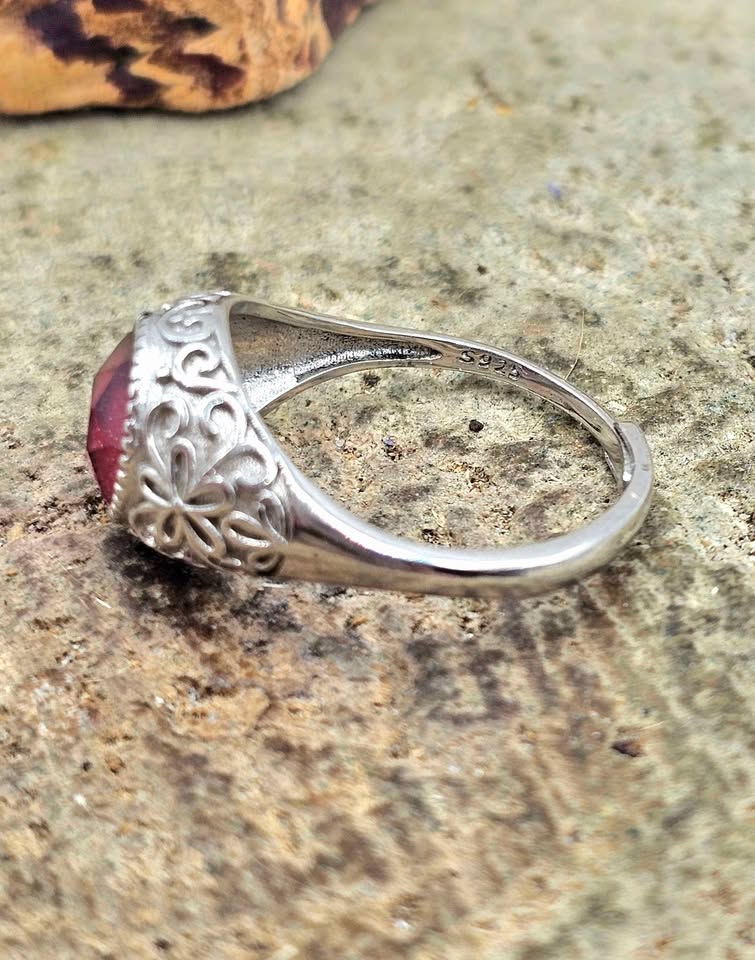 Genuine Pink Meteorite S925 Ring