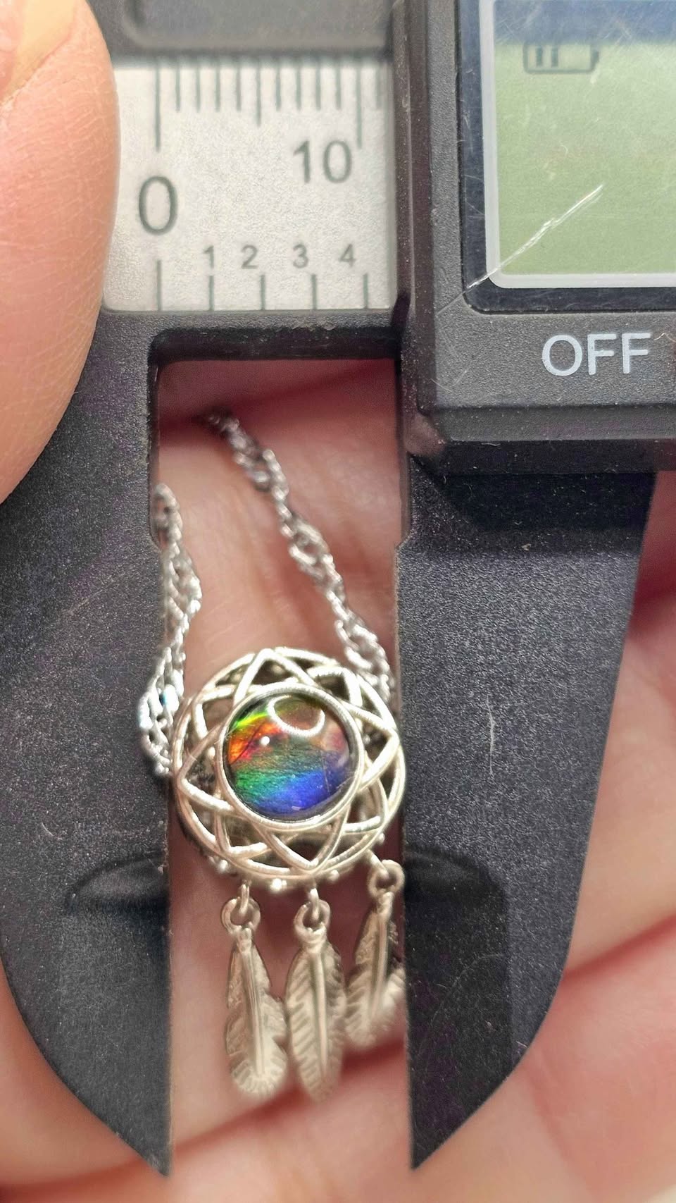 Genuine Canadian Ammolite Dream Catcher Pendant Necklace – 925 Sterling Silver