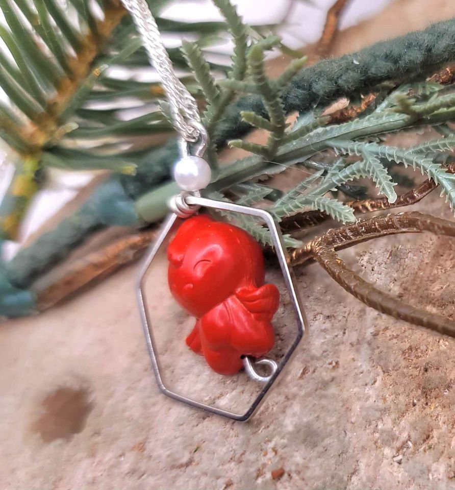 Unique Nature Red cinnabar Carved Chinese Zodiacs Pendant Necklace