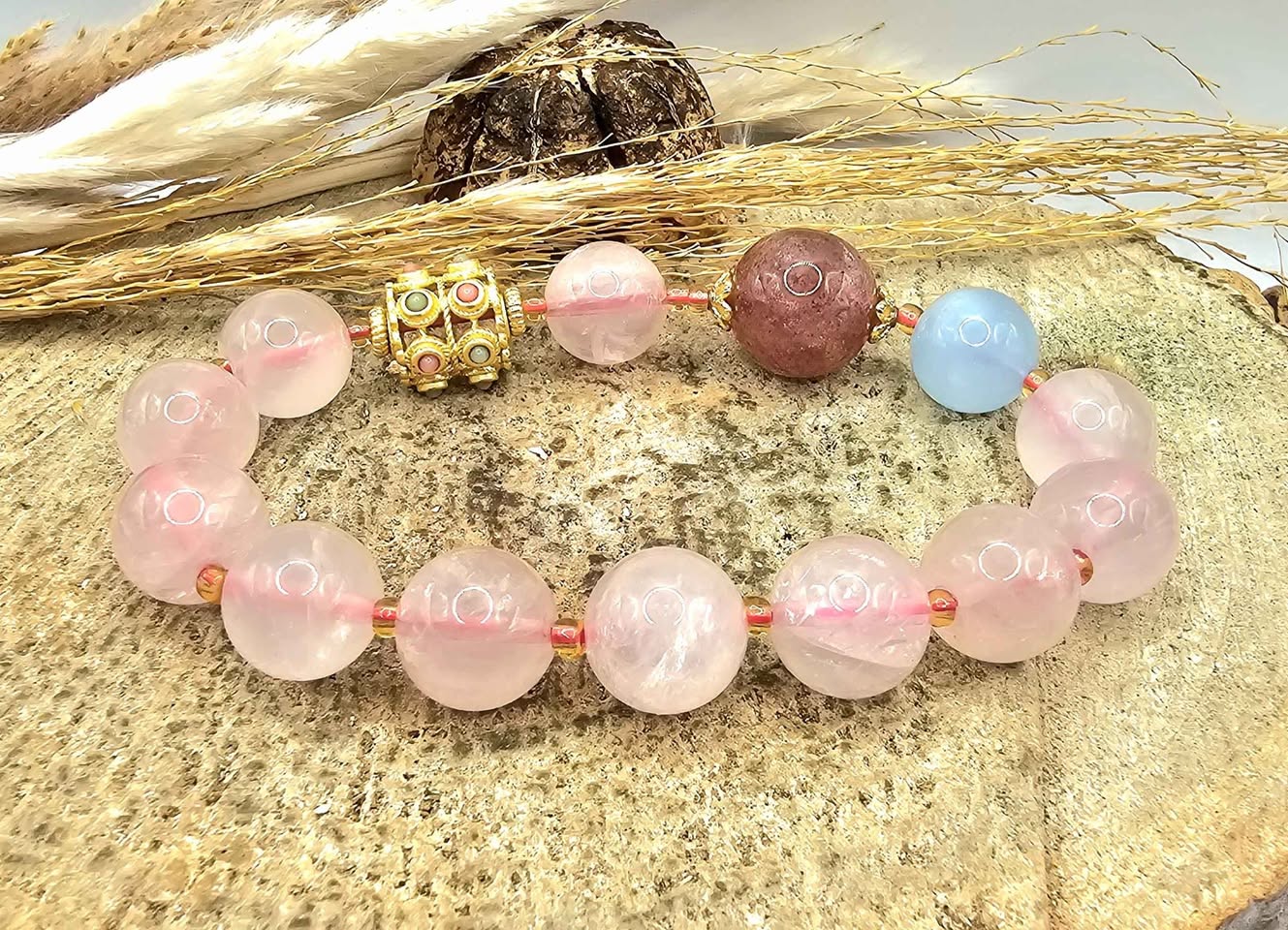 Mixed crystal and tourmaline blessing wheel bracelet packaging — My Aura Gemstones