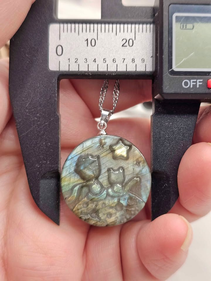 Natural labradorite little prince and fox crystal pendant necklace — My Aura Gemstones