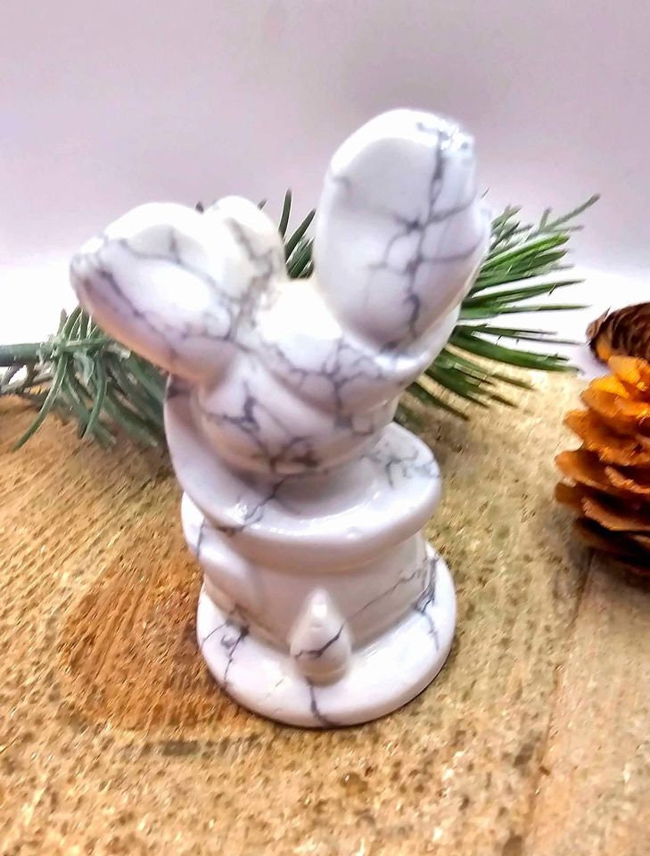 Adorable Nature Howlite Hand Carved Forest Spirit Decor Figure