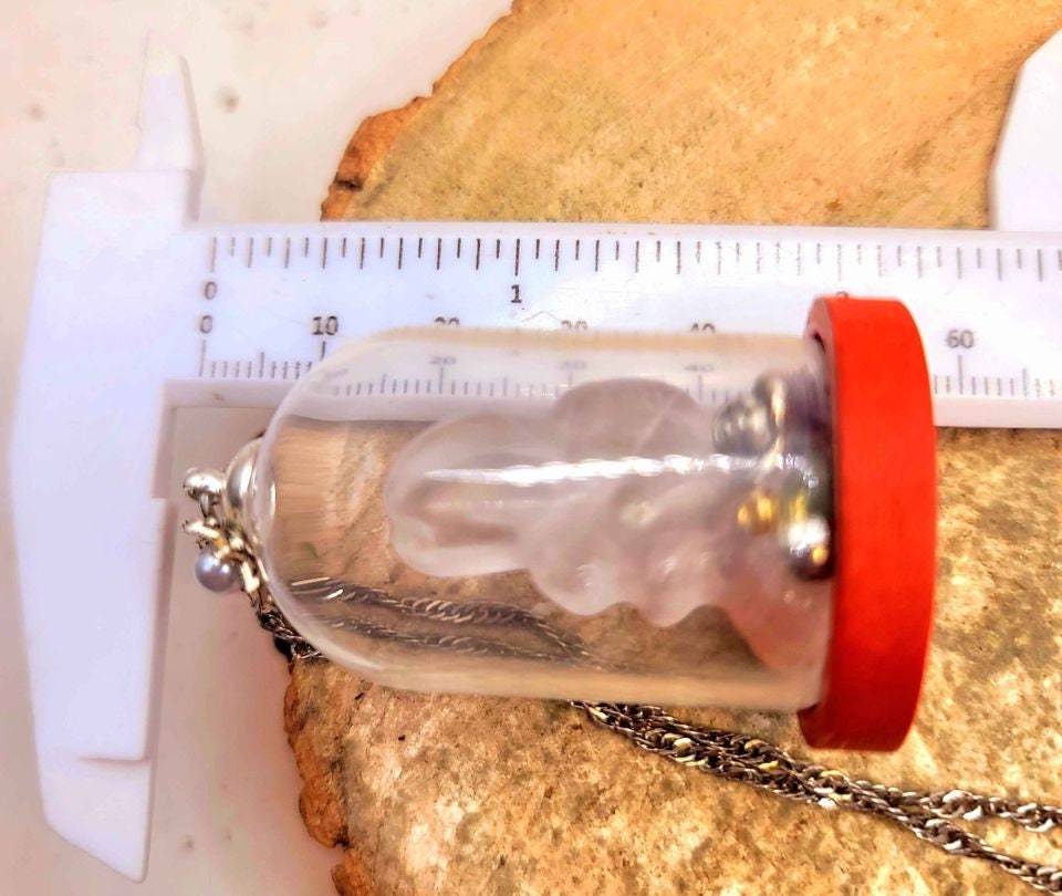 Beautiful Nature Clear Quartz Fairy Inside A Jar Pendant Necklace