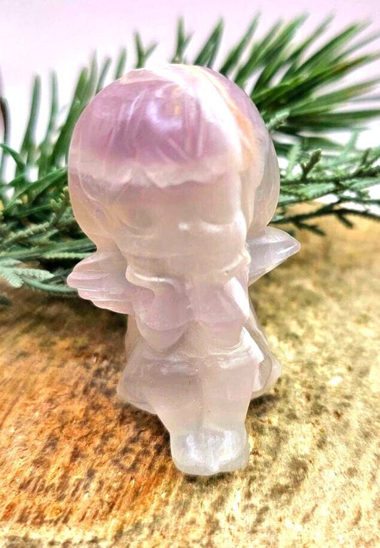 Adorable Nature Flashy Moonstone Hand Carved Mermaid Sleeping On Moon Pendant Necklace