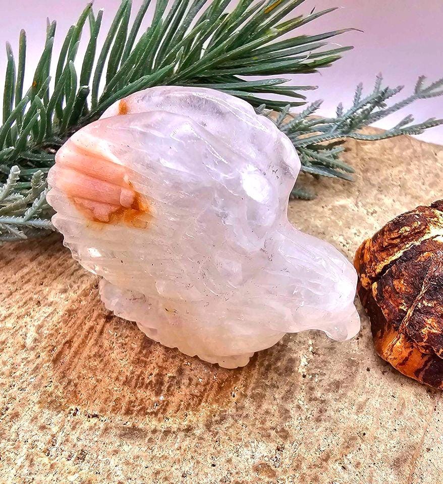Nature Golden Healer Quartz Carved Flying Eagle Decor Figure