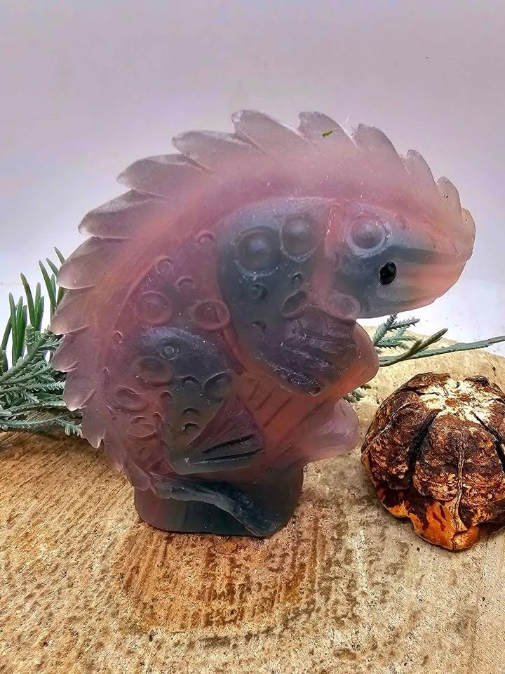 Nature Purple Fluorite Hand Carved 3" Lizard Figure Decor