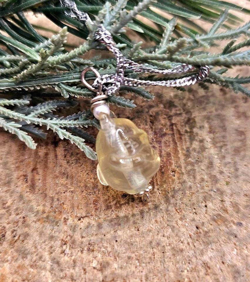 Nature Citrine Hand Carved Cute Totoro Inspired Pendant Necklace