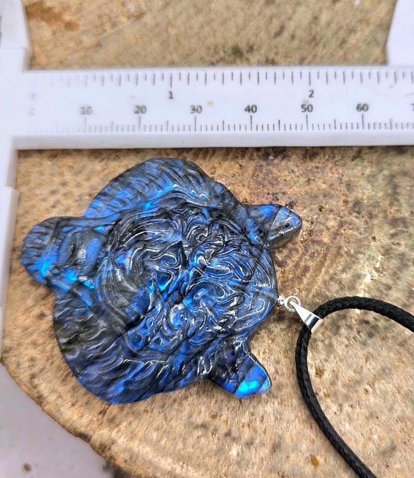 Nature Labradorite Flashy Powerful Tiger Pendant Necklace