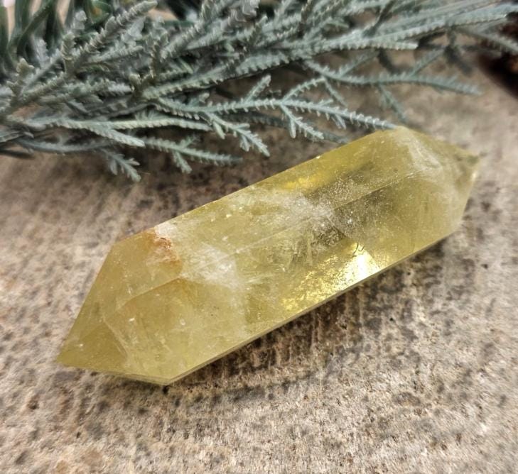 Beautiful Heated Citrine Crystal Double Tips Wand Point