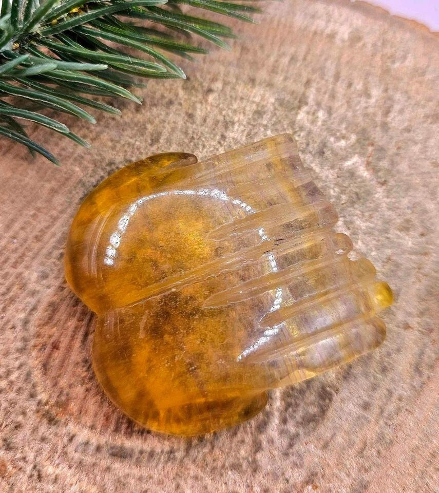 Unique Nature Yellow Fluorite Hand Carved Giving Hand Decor Dish