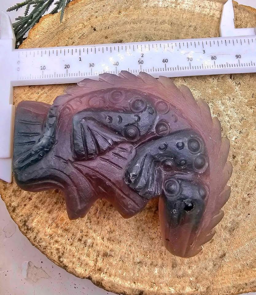 Nature Purple Fluorite Hand Carved 3" Lizard Figure Decor