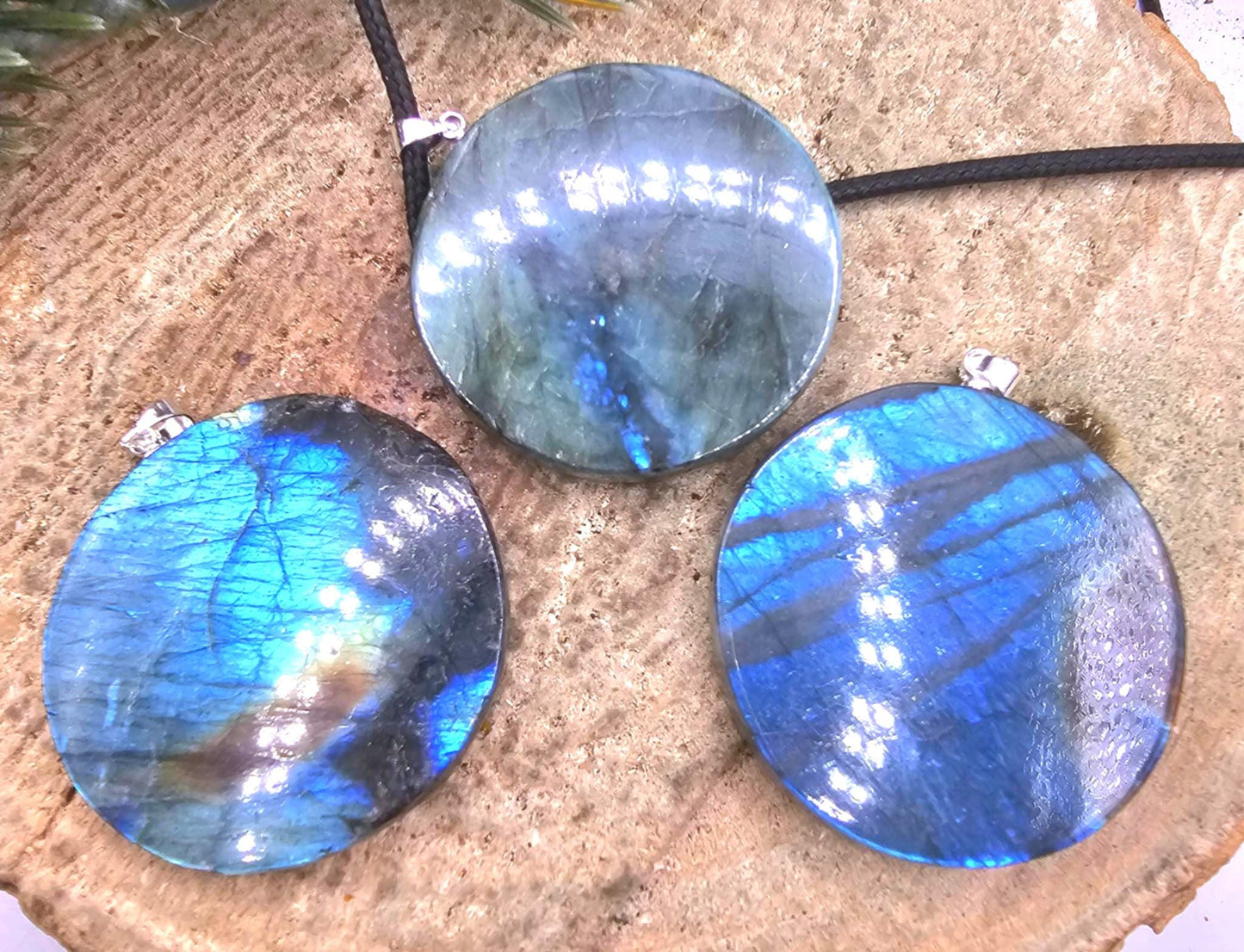 Nature Labradorite Carved Flashy Egyptian Symbols Pendant Necklace