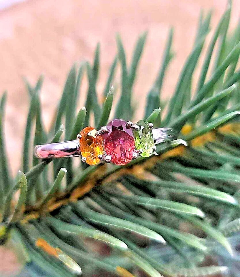Beautiful Set Of 4pcs Nature Tourmalines Windwill S925 Jewelry Set