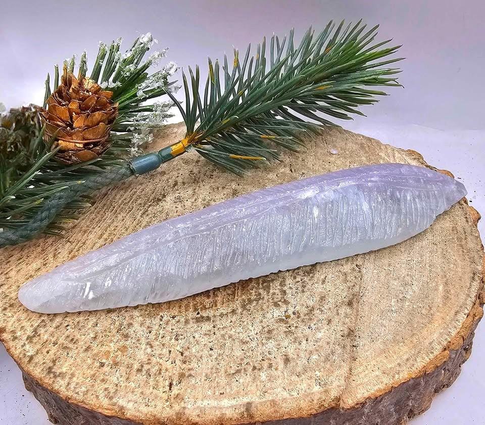 Nature Pink Fluorite Hand Carved 5.5" Long Leaf Decor