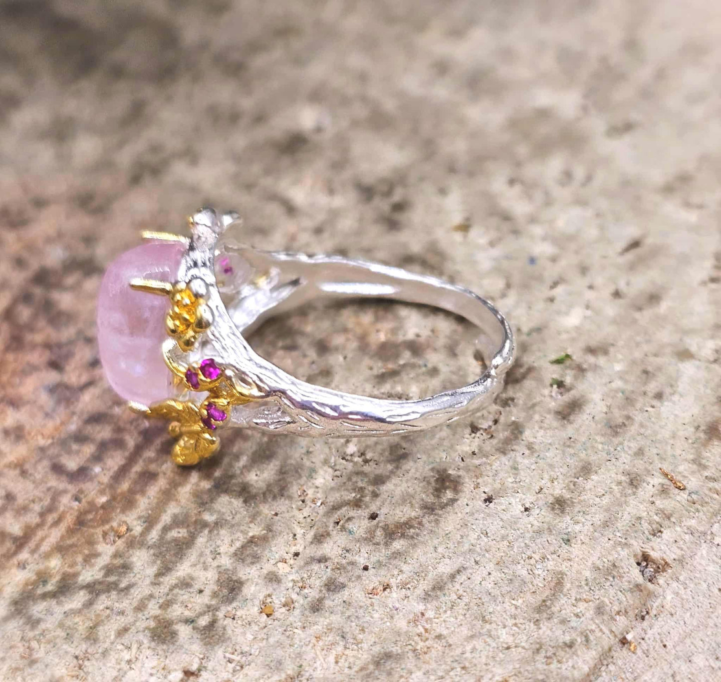 Nature Morganite Stone Adjustable Ring